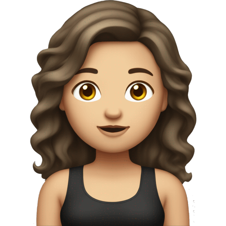 Create a fat girl with a crop on her, Let the girl have brown hair and long hair, and let the color of the chrome be black.  emoji