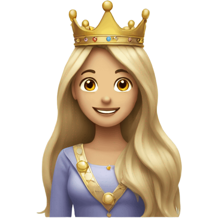 smiling girl with long hair with a crown emoji