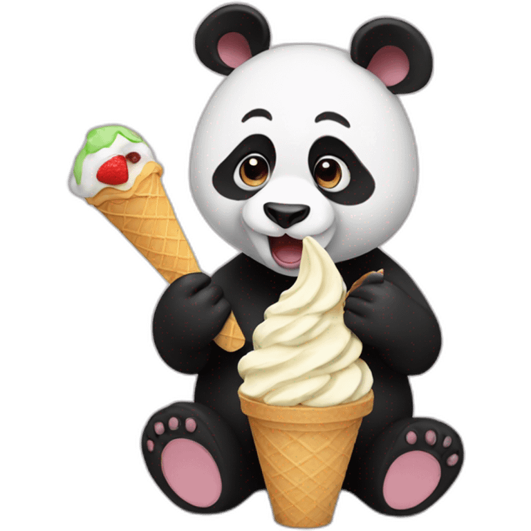 Panda eating ice cream emoji