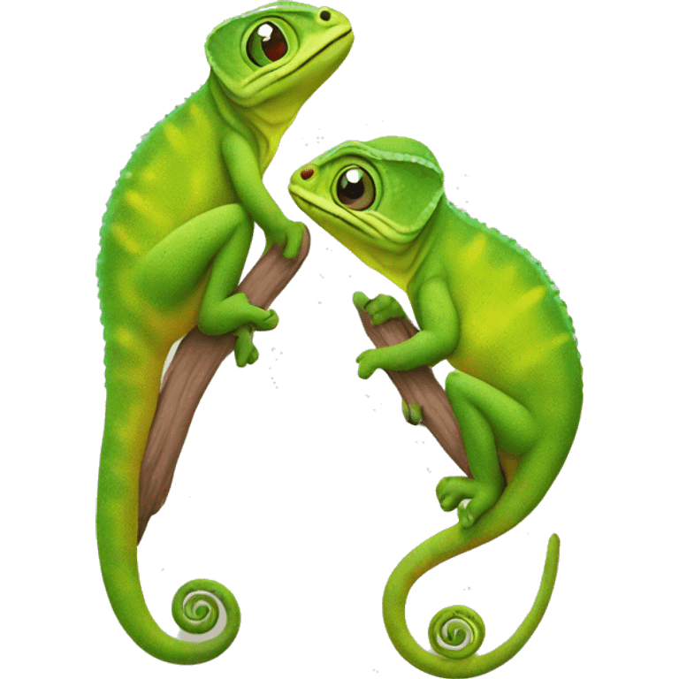 Two chameleons in love emoji