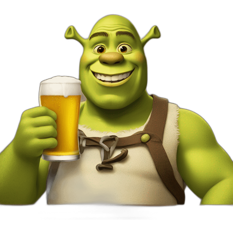 Shrek with a beer emoji