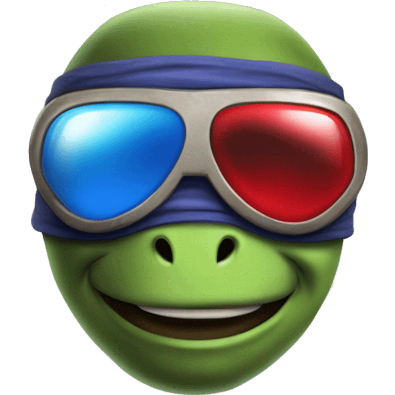 donnie the teenage mutant ninja turtcle with red and blue goggles emoji