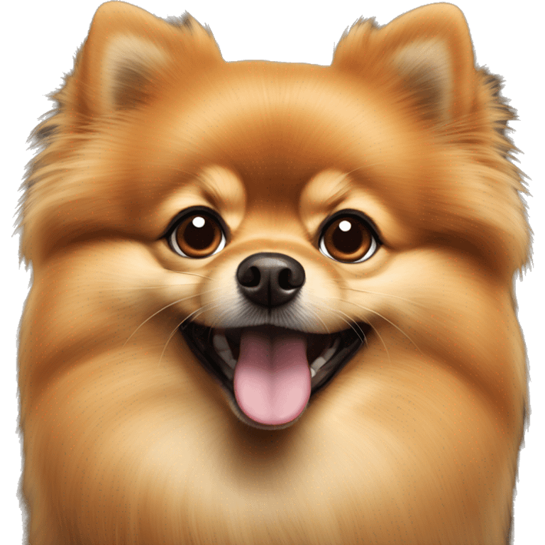 Long nose Pomeranian with her tongue out orangish brown color emoji