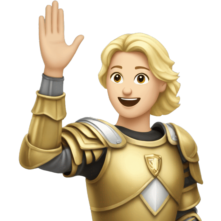 Golden Knight Caucasian female victory celebration hands up emoji