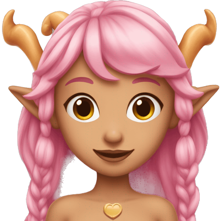 caramel-skinned elf girl with long pink hair emoji