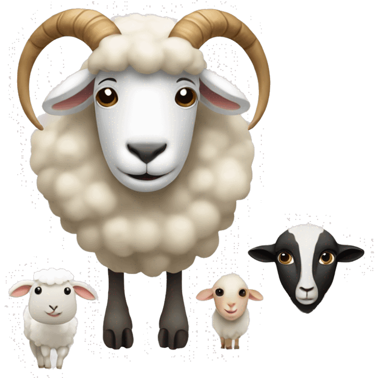 Sheep, ram and goat are facing forward emoji