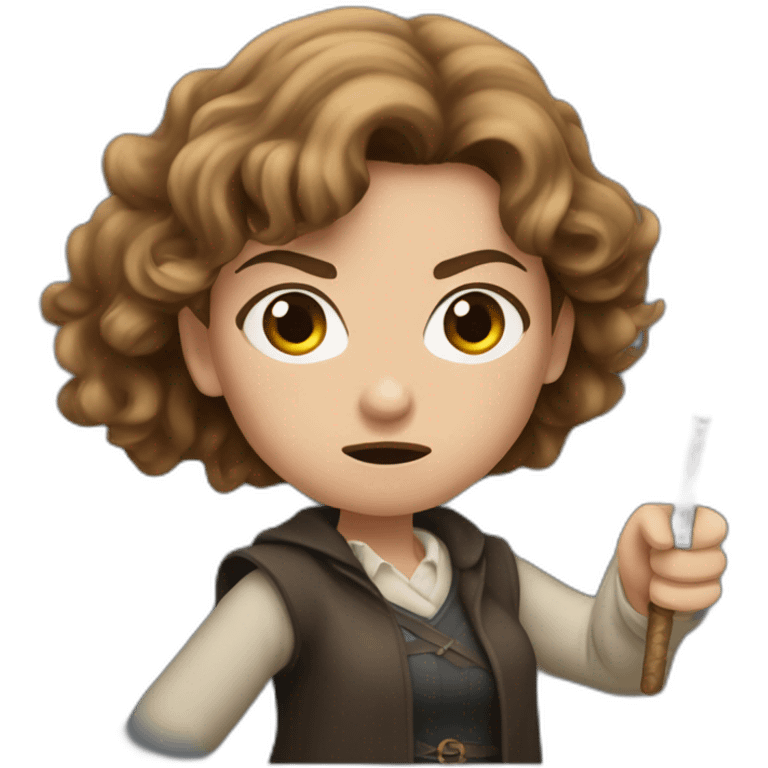 angry hermione granger holding a wand emoji