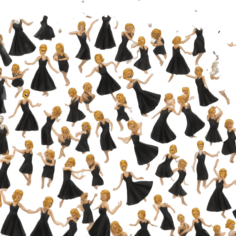 White woman black dress dancing emoji