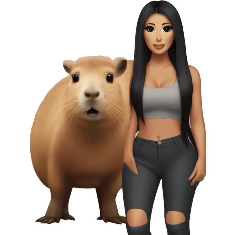 Kim kardashian stood next to a capybara emoji