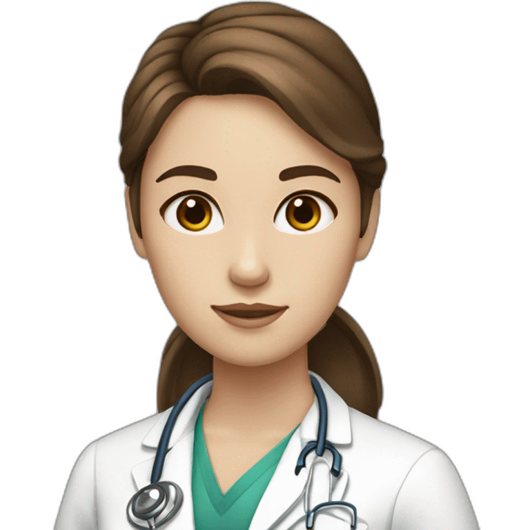 Girl white skin brown hair brown eyes doctor emoji