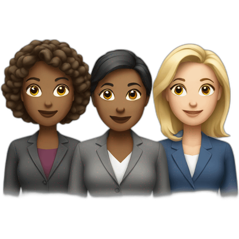 three professional women standing diverse emoji