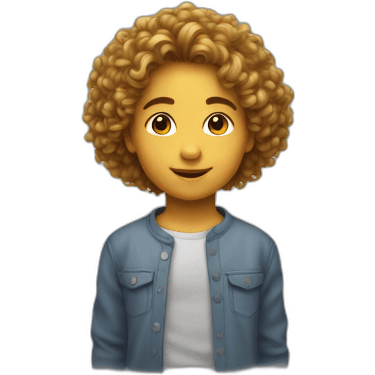 Enfant cheveux bouclés emoji