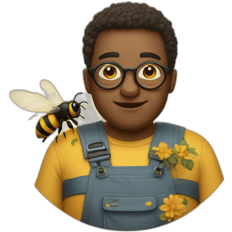 a strong home with round glasses, working with bees emoji