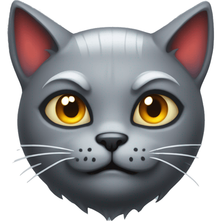 evil grey cat with devil horns emoji