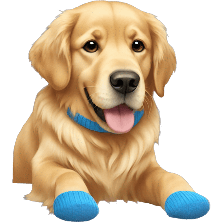 Golden retriever wearing socks emoji