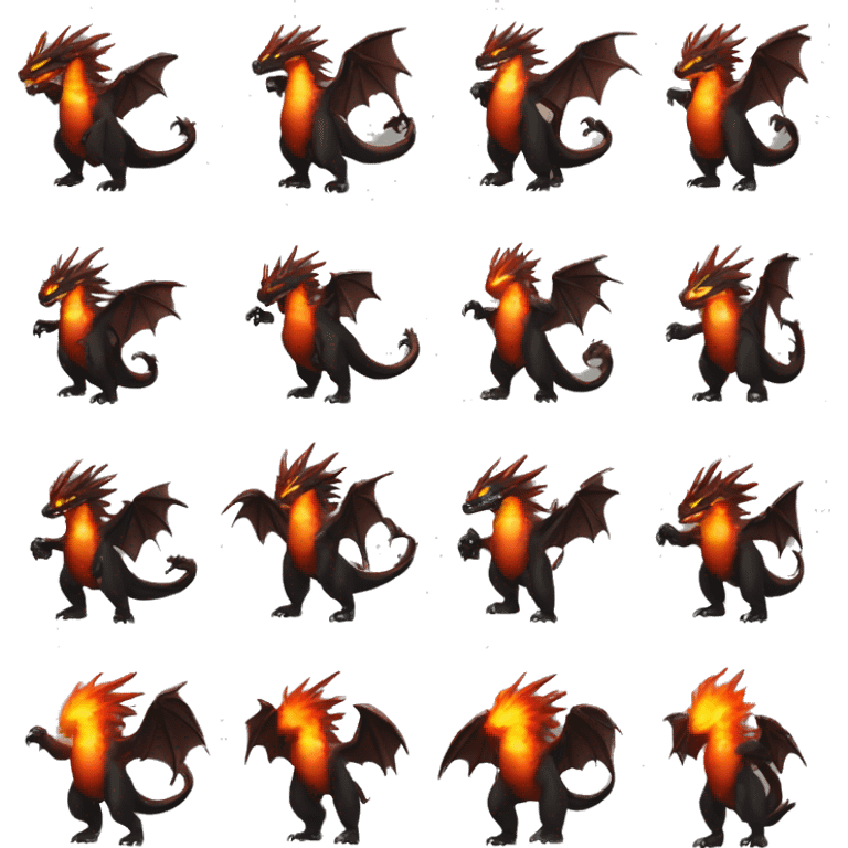  Full Body Legendary Cool Edgy Brown-Black-Red-Orange-gradient Magma-Lava-Volcano-Dragon emoji