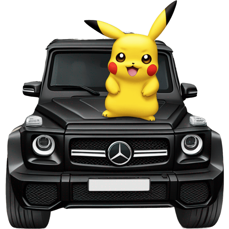 Pikachu wearing black adidas track suit next to a Mercedes G wagon emoji