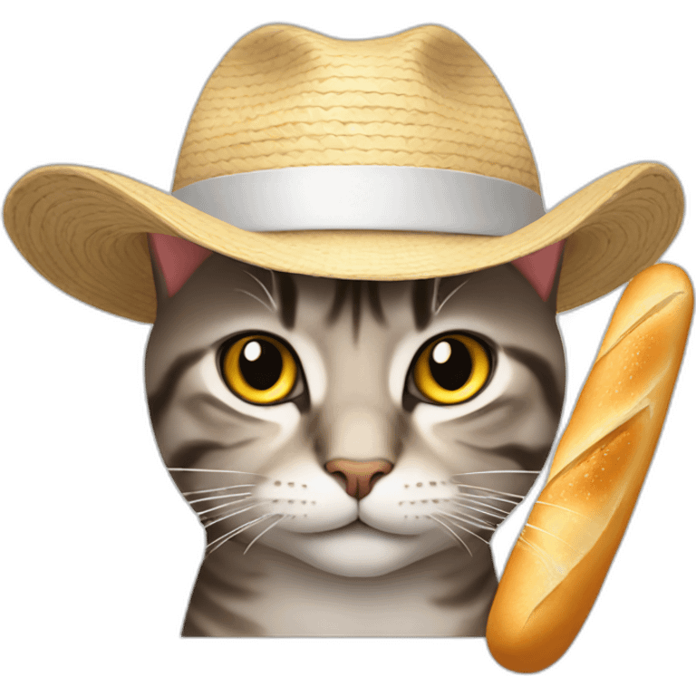 cat with baguette on his hat emoji