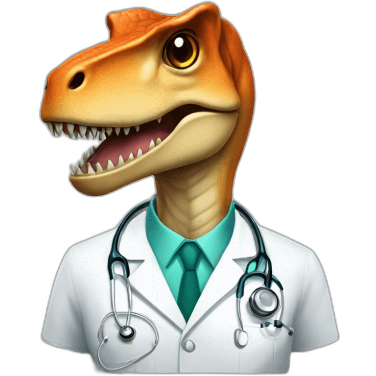 t-rex head in medical uniform without stetoscope and black glasses emoji