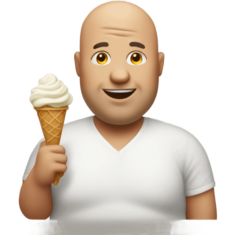 Bald fat man with ice cream emoji