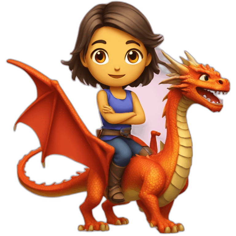 Petite-fille sur un dragon emoji