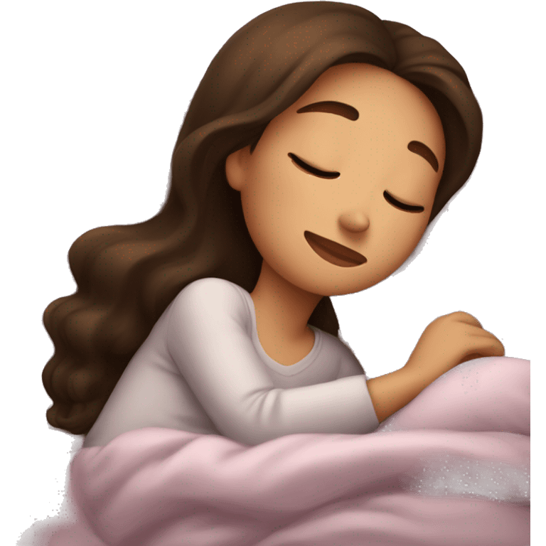 brunette girl sleeping cozy emoji