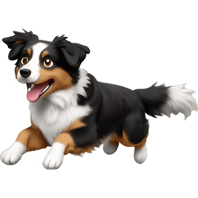 Australian shepherd jumping over anvil emoji