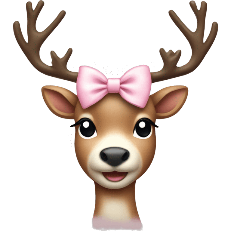 Pretty Reindeer with a light pink bow  emoji