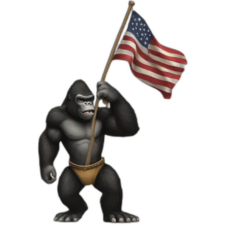 King Kong holding a black and white flag emoji