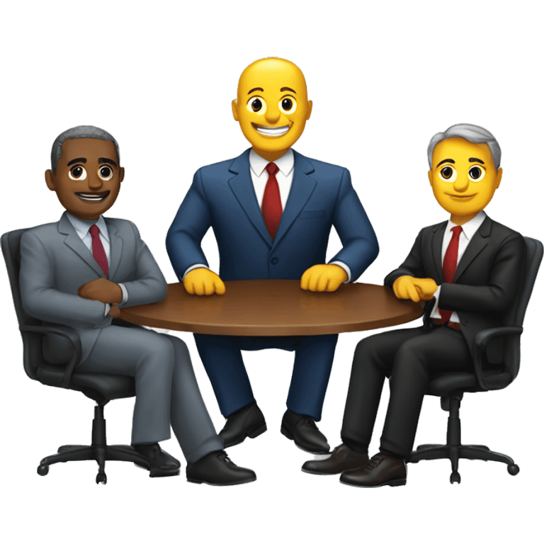 executives dressed with suites from a company in a reunion around a circular table emoji