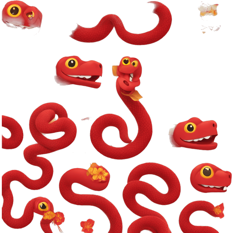 happy Chinese new year red snake with red envelop, cute, adorable, modern, designed   emoji