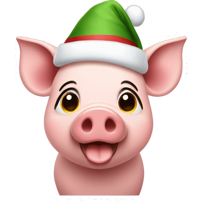 Pig with a Christmas hat emoji