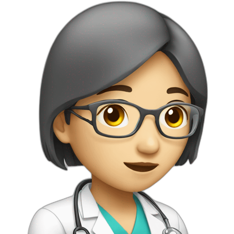 medical student asian girl listening a song emoji