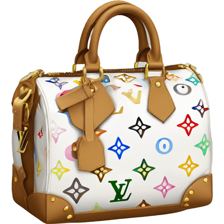 Murakami Louis Vuitton white bag  emoji