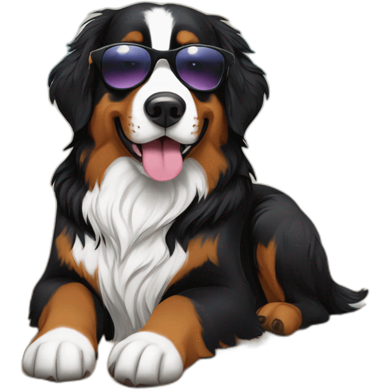 bernese mountain dog beach sand sea sun glasses emoji