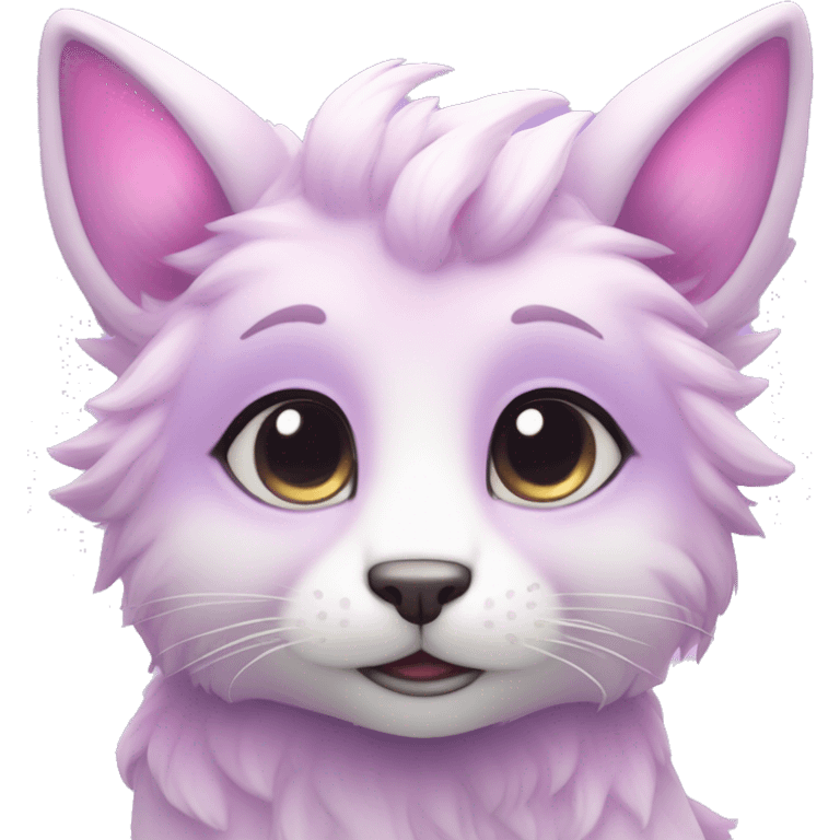 Kawaii colorful bright light pastel lilac-pink-white-gradient fantasy ethereal anthro fursona animal creature emoji