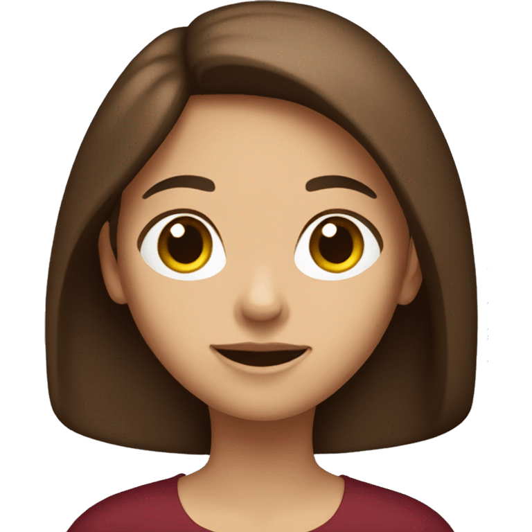 a straight brown haired girl with a burgundy top  emoji