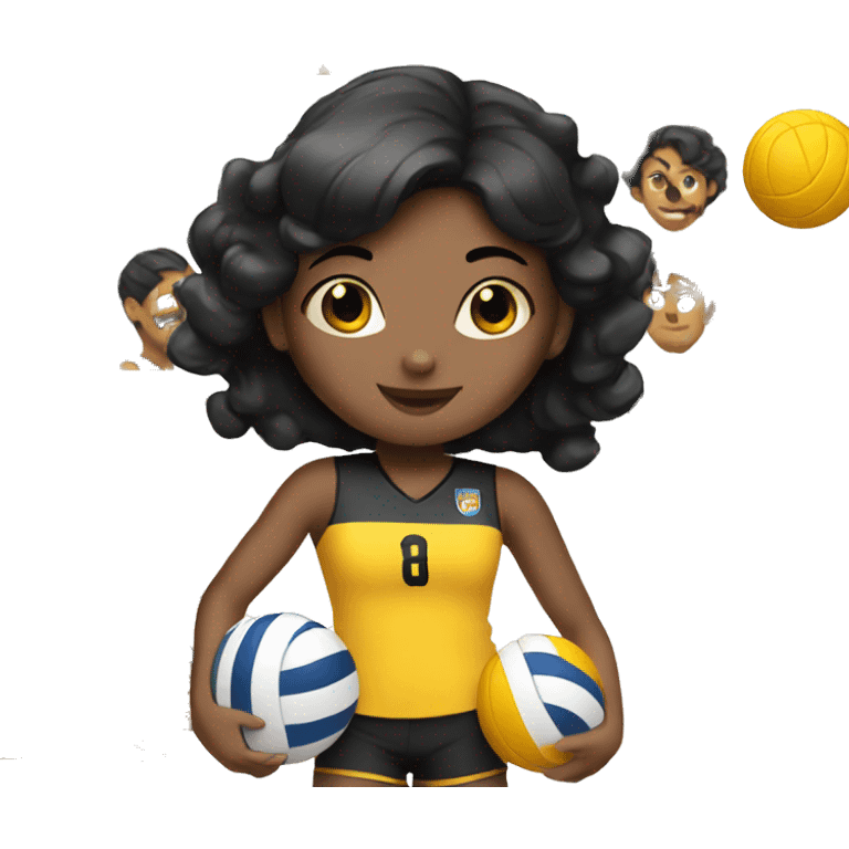 Girl with a black hair plays volleyball emoji