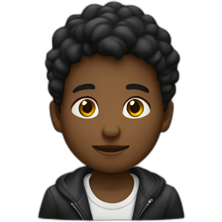 Un niño negro suquetanto una letra A emoji