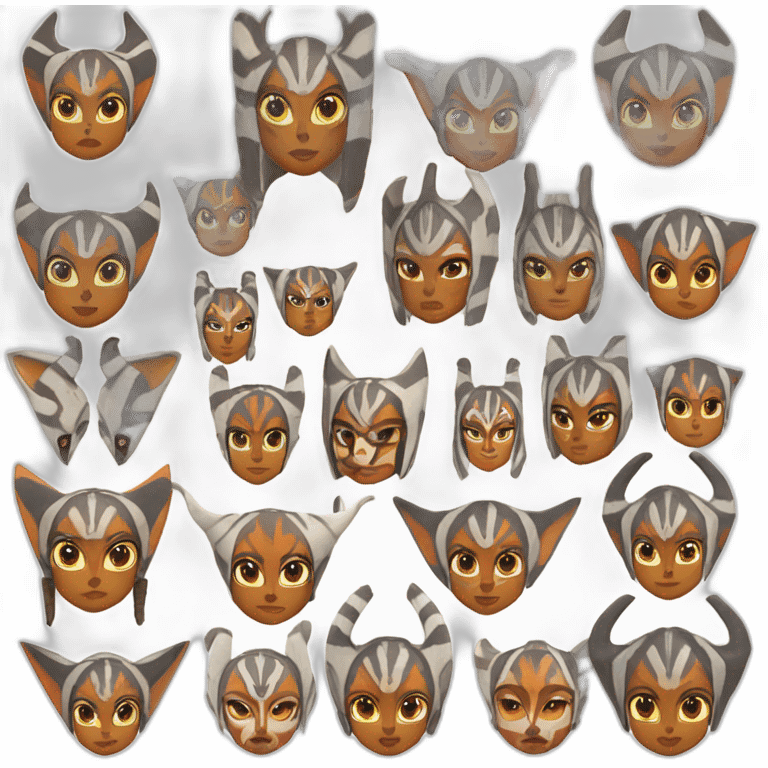 Ahsoka Tano (Portrait, front facing, Apple iOS 17 style) horns, tendrils emoji