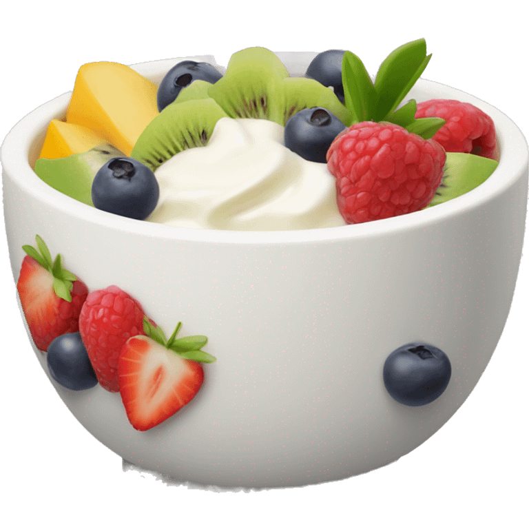 Yoghurt bowl with fruit emoji