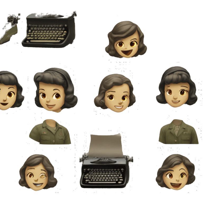 Girl typewriter window wwii emoji