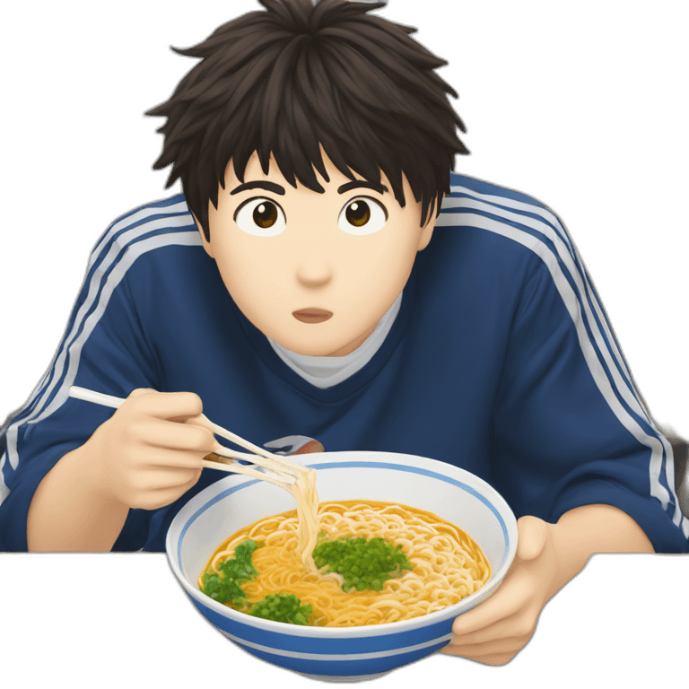 captain tsubasa eating ramen emoji