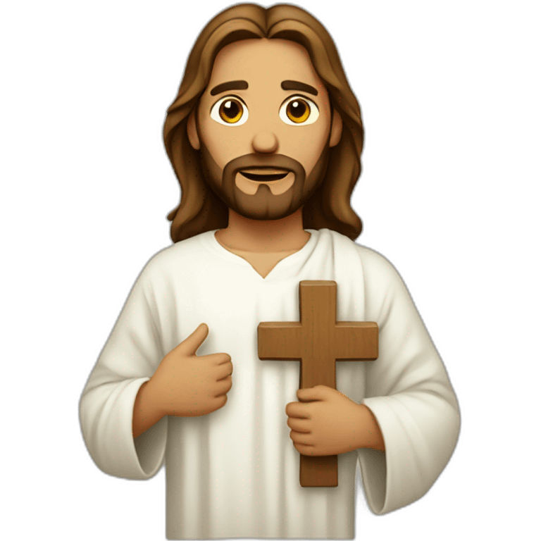 Jesus wearing a shirt with a cross emoji