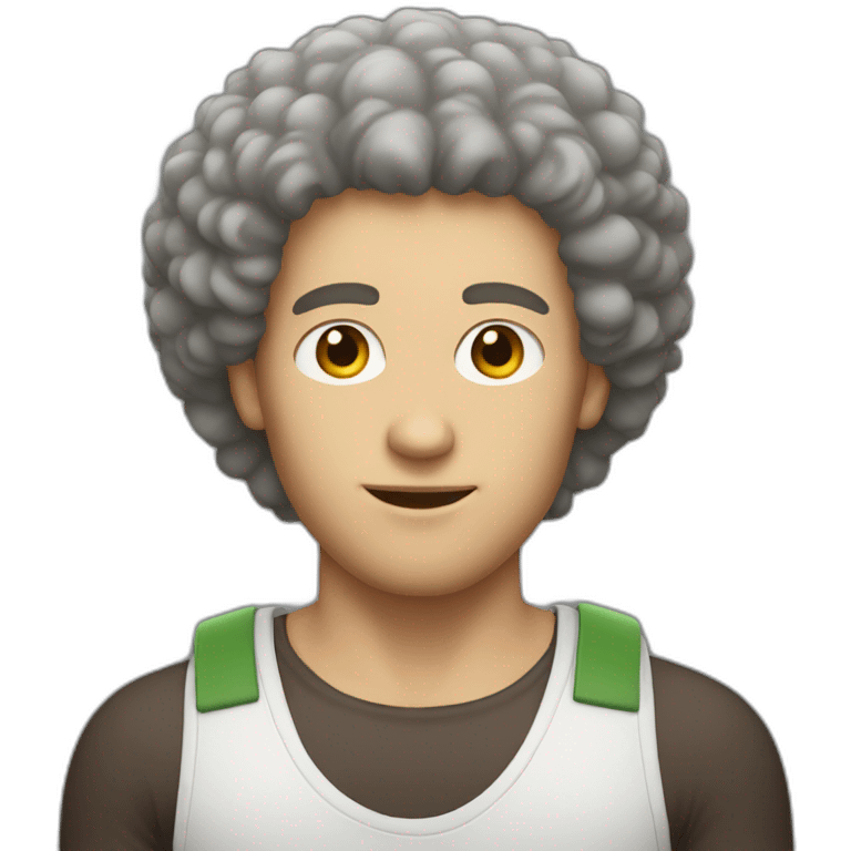 White guy with sleeveless shirt and an afro emoji