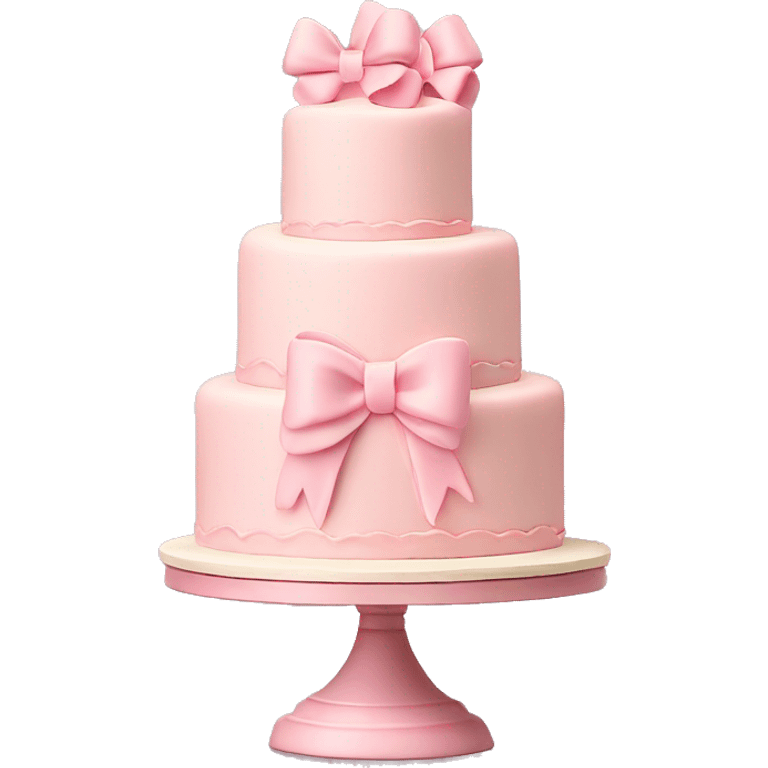 Light pink 3 tier cake with bows and vintage frosting design  emoji