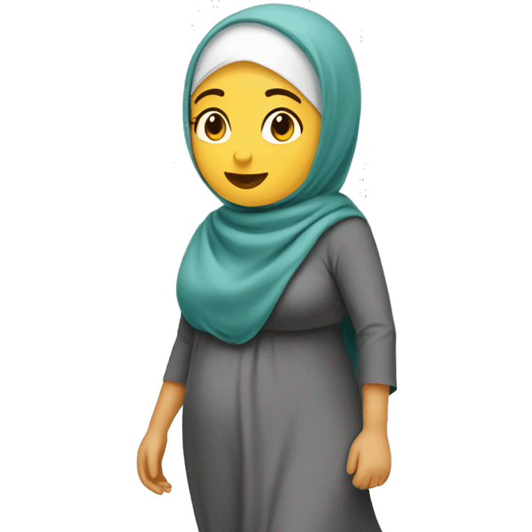 hijab running chubby with vacation mode emoji