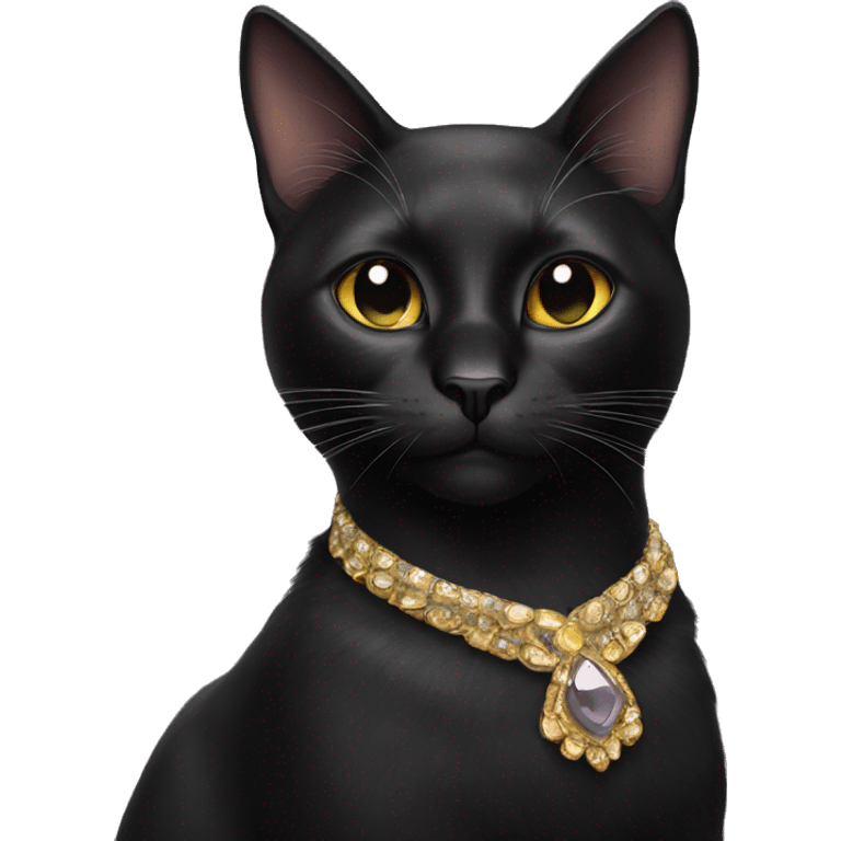 Glamorous black cat emoji