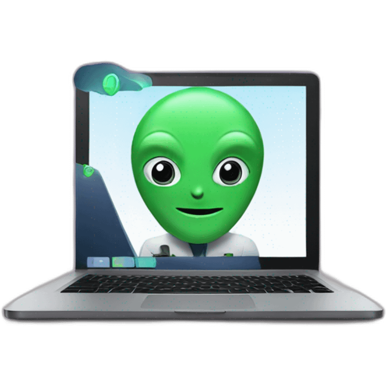 ceo of a tech company doing a webinar with an alien logo in the background emoji