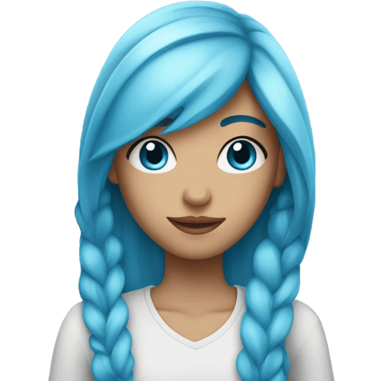 teenage girl with blue eyes and long blue hair emoji